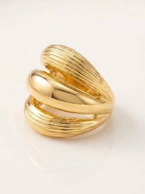 14k Gold Plated Chunky Dome Ring Bottega Style Water Resistant Hypoallergenic